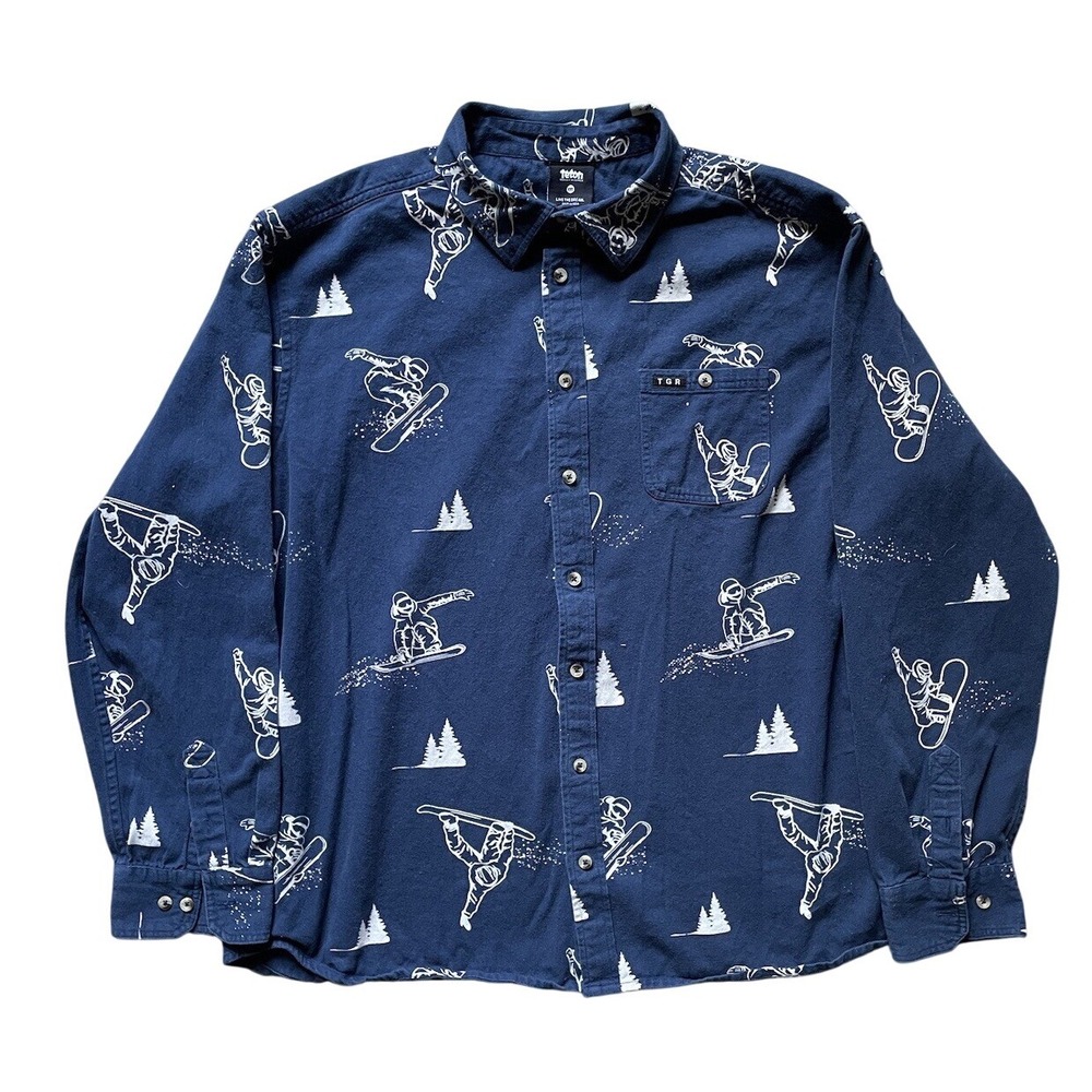 Teton Gravity Research Glory Flannel Men's XXL Snowboard Graphic Button Shirt